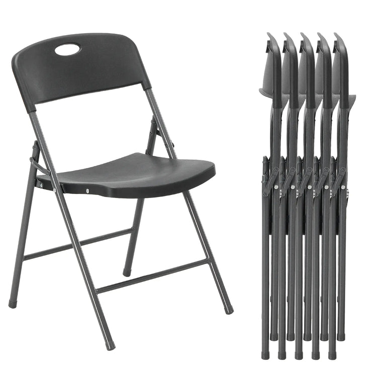 Sweetcrispy Heavy-Duty Plastic Foldable Chair - Ergonomic Back, 330 Lbs Weight Capacity, Stackable, Portable Indoor & Patio Furniture, Plastic Folding Chairs, Chairs by Cosmic Inventory