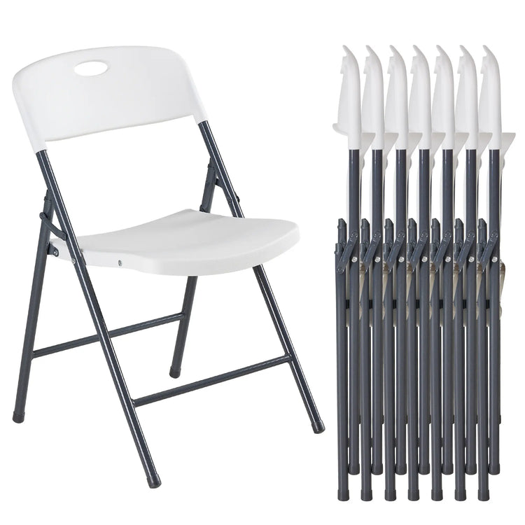 Sweetcrispy Heavy-Duty Plastic Foldable Chair - Ergonomic Back, 330 Lbs Weight Capacity, Stackable, Portable Indoor & Patio Furniture, Plastic Folding Chairs, Chairs by Cosmic Inventory