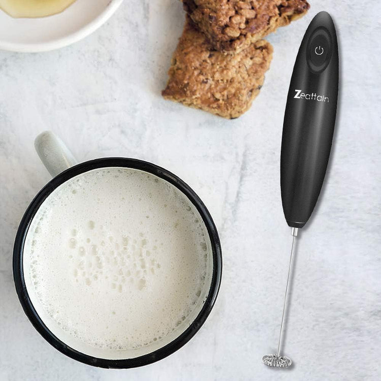 Milk Frother Handheld Mixer, Battery Operated Electric Whisk Foam Maker for Cappuccino,Latte,Coffee,Matcha & More - Black by Cosmic Inventory