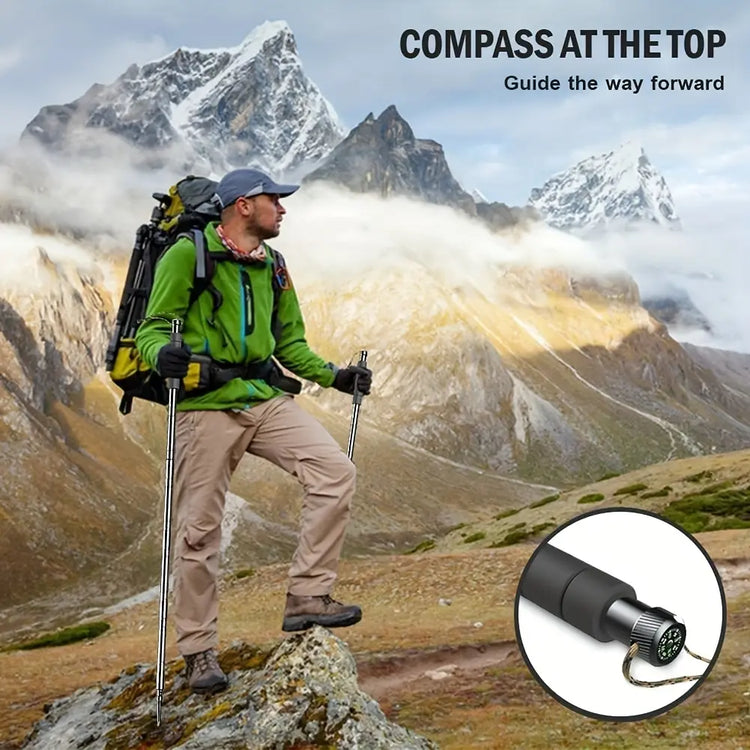 Outdoorsmen Gift Trekking Walking Lightweight Adjustable Trekking Pole Mountain Climb 7-In-1 Trekking Pole Your Ultimate Outdoor Survival Companion – Compass & More for Hiking & Multi-Functional Hiking Stick by Cosmic Inventory