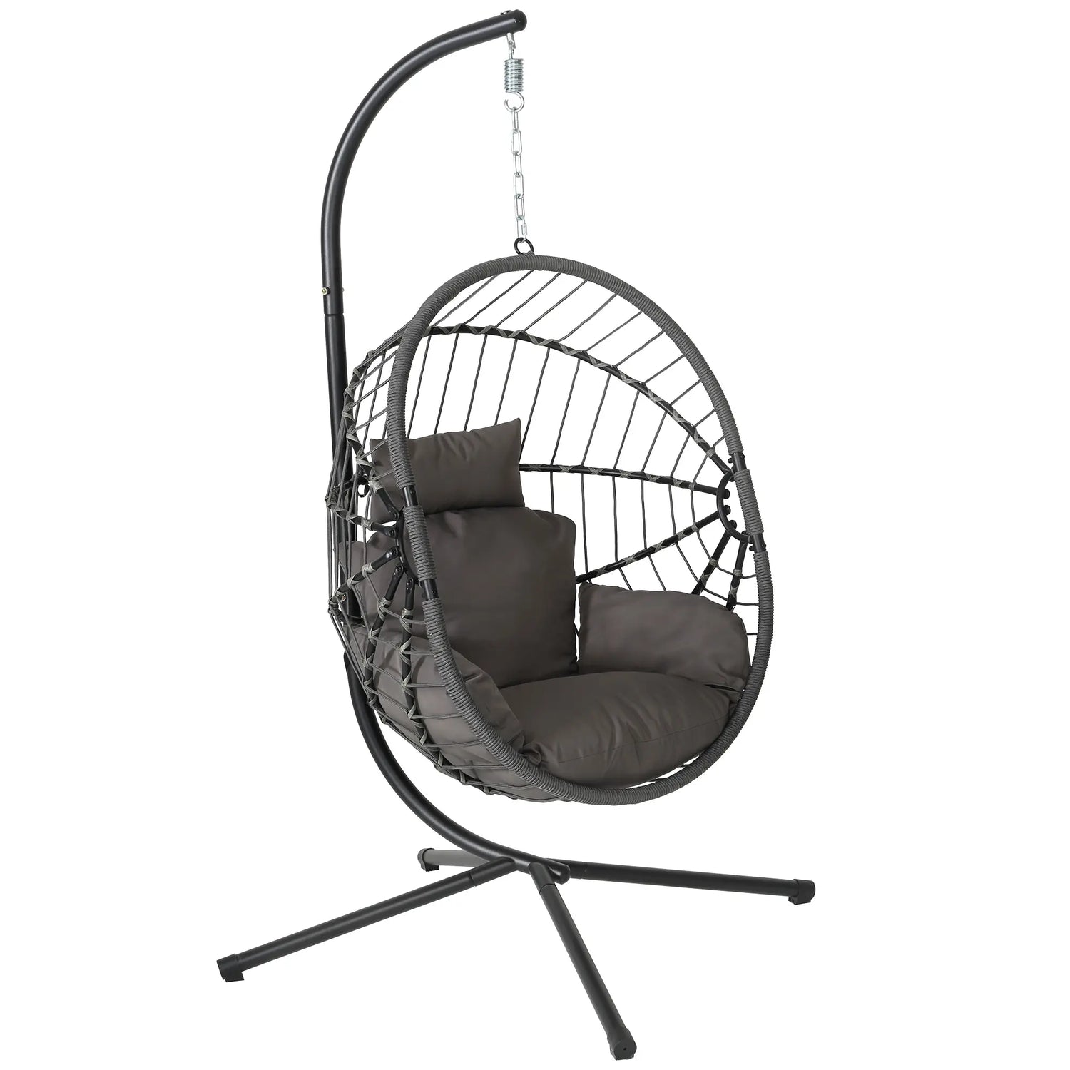 【Summergarden】Indoor and Outdoor Universal Hanging Basket Chair with Stand(82*35.5*), Hand-Woven PE Rattan Swing Chair with Fallfreshness Cushion, Adjustable Chain Length, Suitable for Bedroom, Balcony, Garden by Cosmic Inventory