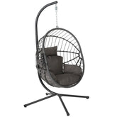 【Summergarden】Indoor and Outdoor Universal Hanging Basket Chair with Stand(82*35.5*), Hand-Woven PE Rattan Swing Chair with Fallfreshness Cushion, Adjustable Chain Length, Suitable for Bedroom, Balcony, Garden by Cosmic Inventory