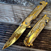 3D Scorpion Embossed Manual Outdoor Folding Knife, Suitable for Outdoor Camping and Hiking, Durable Men&