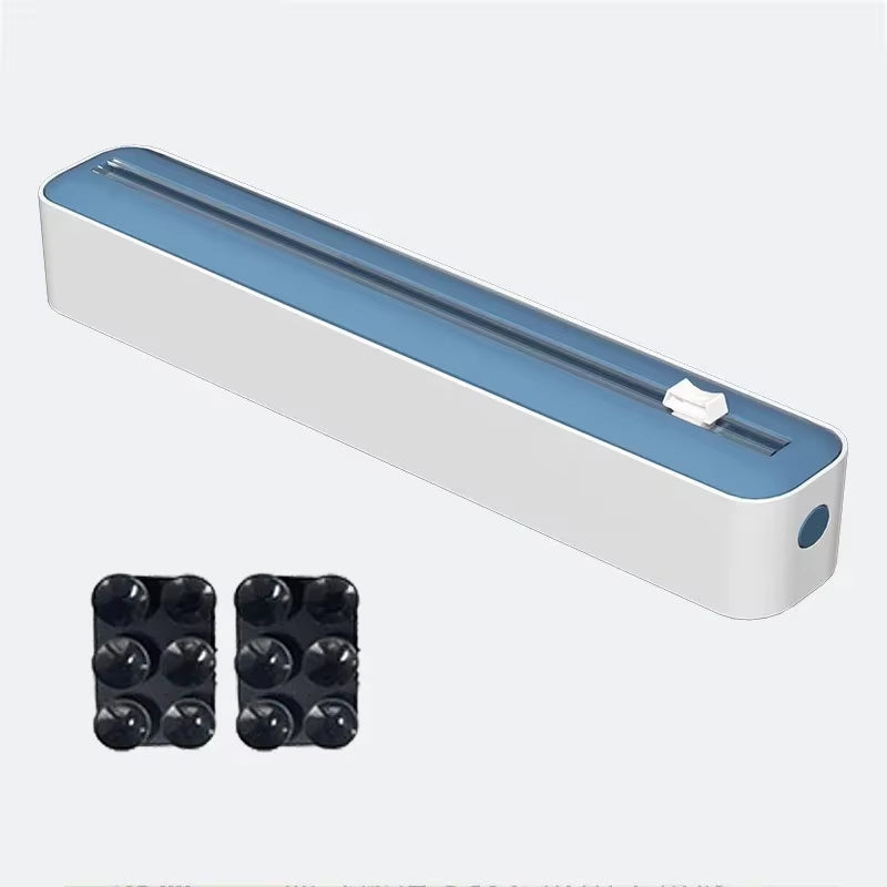 2 in 1 Food Film Dispenser Wrap Dispenser with Cutter Storage Box Aluminum Foil Stretch Film Cutter Wall Shelf Kitchen Organizer by Cosmic Inventory