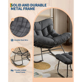 Oversized Outdoor Papasan Egg Rocking Chair with Ottoman – 5" Thick Cushion – Heavy Duty Steel Frame & Uv-Resistant Wicker – 350 Lbs Capacity – Modern Patio Lounge Chair for Balcony, Garden, Living Room by Cosmic Inventory