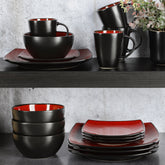 Soho Lounge Square 16-Piece Dinnerware Set - Red by Cosmic Inventory