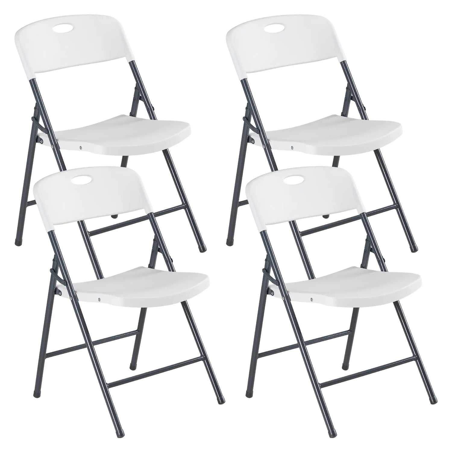 Sweetcrispy Heavy-Duty Plastic Foldable Chair - Ergonomic Back, 330 Lbs Weight Capacity, Stackable, Portable Indoor & Patio Furniture, Plastic Folding Chairs, Chairs by Cosmic Inventory