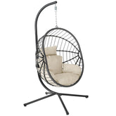 【Summergarden】Indoor and Outdoor Universal Hanging Basket Chair with Stand(82*35.5*), Hand-Woven PE Rattan Swing Chair with Fallfreshness Cushion, Adjustable Chain Length, Suitable for Bedroom, Balcony, Garden by Cosmic Inventory