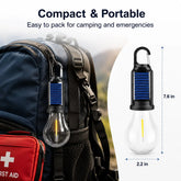 Solar LED Camping Lights with Hook – Type-C Rechargeable, IPX4 Waterproof, 3 Lighting Modes (High/Low/Strobe), 18650 Lithium Battery, Solar-Powered, Sleek Design– Portable, Durable Tent Lights for Hiking,Backpacking,Adventures,Hurricane Emergency Lighting by Cosmic Inventory