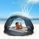Night Cat UPF 50+ Pop-Up Beach Tent for 2-4 Persons - Easy Setup, Outdoor Camping Tent, UV Resistant Canopy, Windproof, Portable Sunshade Shelter (285X200X115Cm) with Mesh Panels, Storage Pockets - Camping Gear for Family Beach Outings, Picnics by Cosmic Inventory