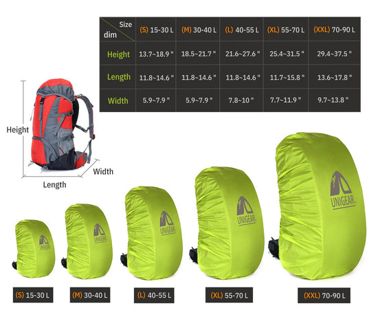 Backpack Rain Cover - Waterproof 5000mm 10L~90L by Indigo Eurybia Outdoor Recreation