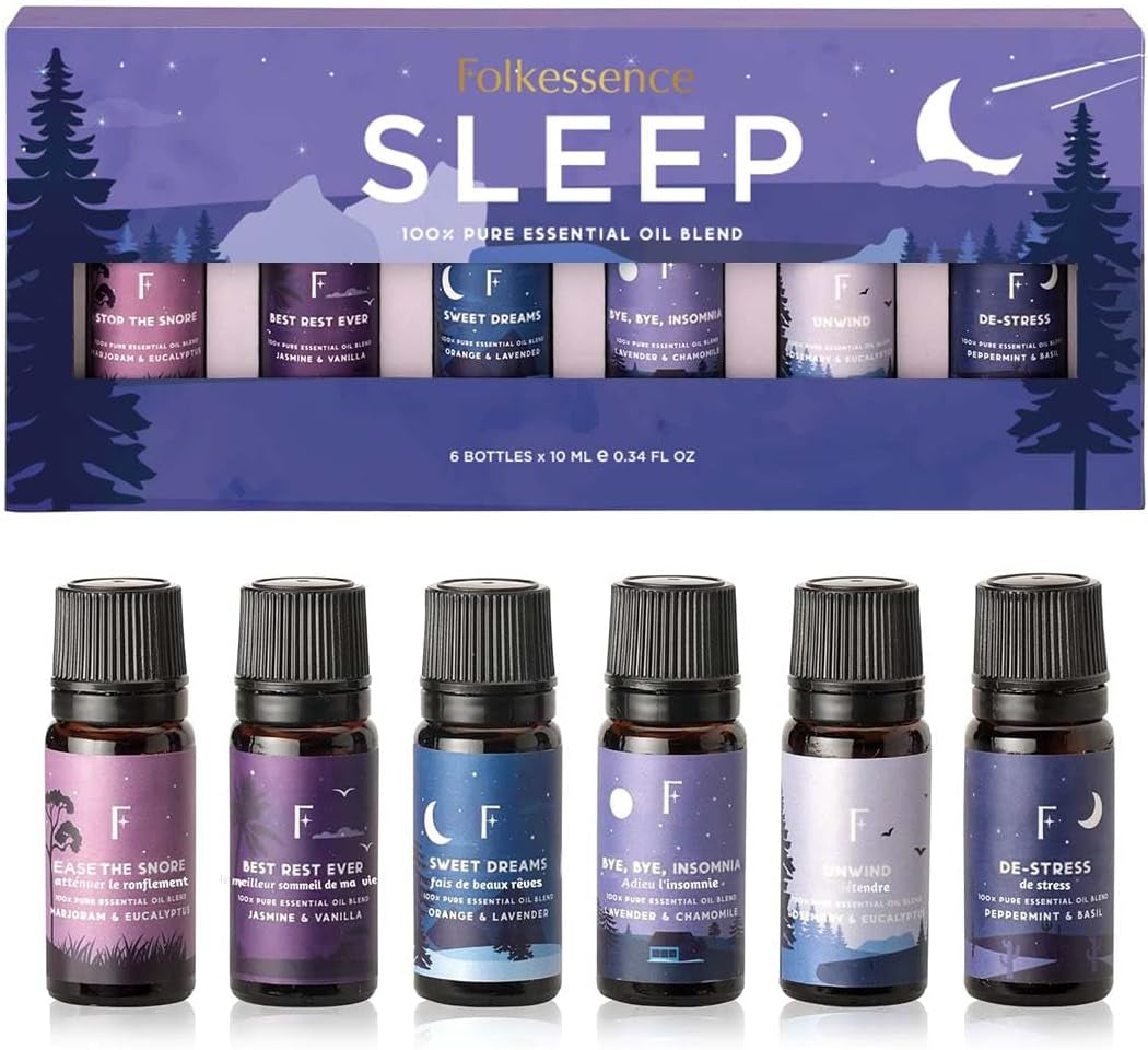 Sleep Essential Oils for Diffusers for Home - Set of 6 | Premium Relaxing Essential Oil Set for Sleep Essentials, Aromatherapy & Meditation | Lavender, Peppermint, Jasmine Eucalyptus Orange by Cosmic Inventory