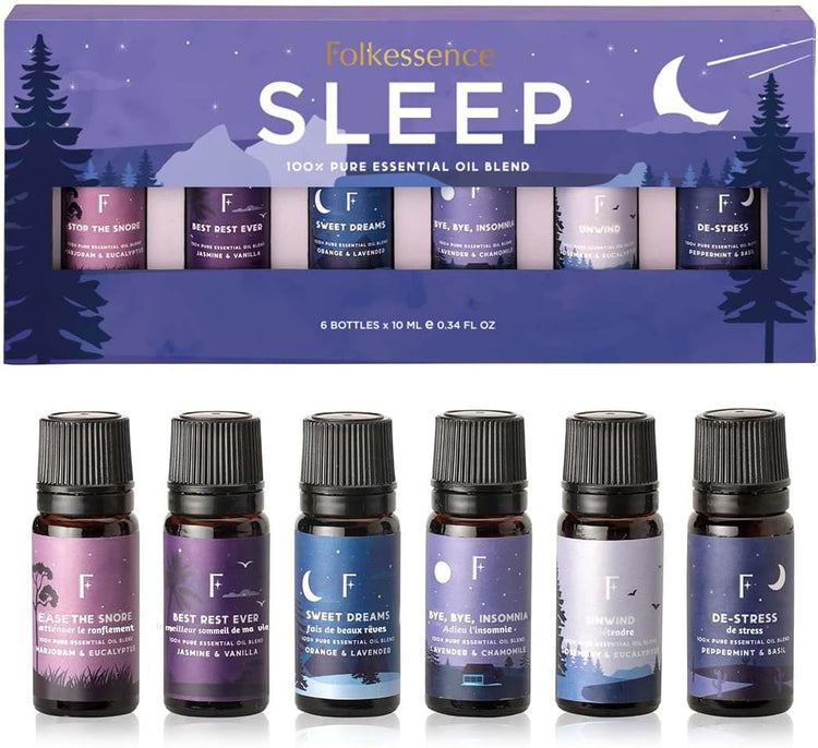 Sleep Essential Oils for Diffusers for Home - Set of 6 | Premium Relaxing Essential Oil Set for Sleep Essentials, Aromatherapy & Meditation | Lavender, Peppermint, Jasmine Eucalyptus Orange by Cosmic Inventory