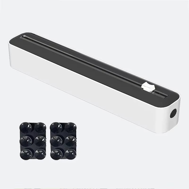 2 in 1 Food Film Dispenser Wrap Dispenser with Cutter Storage Box Aluminum Foil Stretch Film Cutter Wall Shelf Kitchen Organizer by Cosmic Inventory