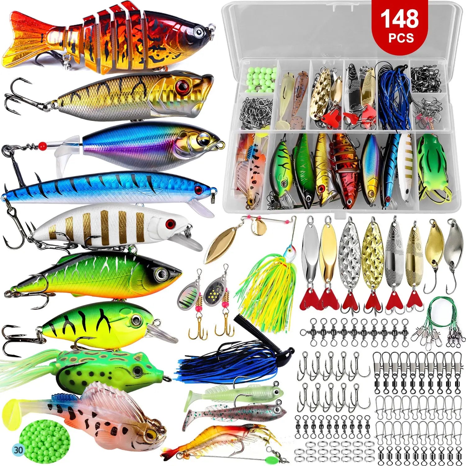 Full Range Hard Bait Lure Set, Fishing Tackle Kit, Includes Multi-Section Minnow, Swinging Fat Boy, Pencil, Wave Climber and Topwater Lures, Artificial Fishing Lures 