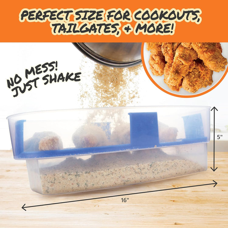 XL Original Better Breader Bowl 16" Mess-Free Breading Station for Chicken, Fish, Wings & Vegetables – Shake & Coat Batter Tray W Lid for Air Fryer Prep, Fish Fry, Tenders & Easy Cleanup by Cosmic Inventory