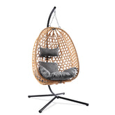 【Summergarden】Indoor and Outdoor Universal Hanging Basket Chair with Stand(82*35.5*), Hand-Woven PE Rattan Swing Chair with Fallfreshness Cushion, Adjustable Chain Length, Suitable for Bedroom, Balcony, Garden by Cosmic Inventory