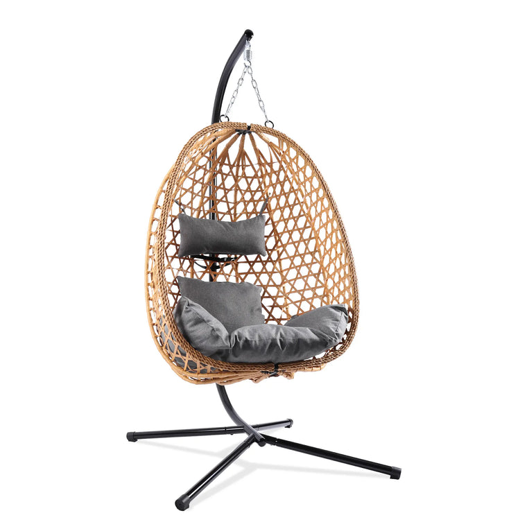 【Summergarden】Indoor and Outdoor Universal Hanging Basket Chair with Stand(82*35.5*), Hand-Woven PE Rattan Swing Chair with Fallfreshness Cushion, Adjustable Chain Length, Suitable for Bedroom, Balcony, Garden by Cosmic Inventory