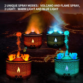 Aroma Essential Oil Diffuser 360 Ml,Volcano and Flame Diffuser/Humidifier,Give1.76 Oz Hotel Collection Essential Oils,Blue/Red Light Selection,Diffusers for Home,Large Room(Black Cracks) by Cosmic Inventory