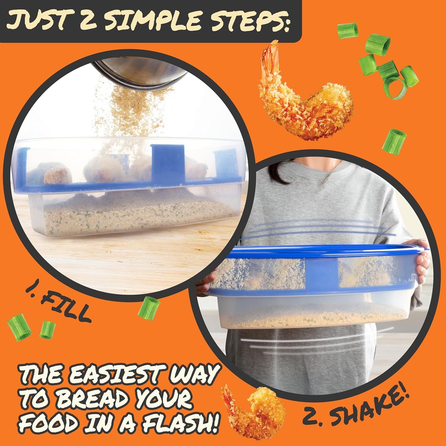 XL Original Better Breader Bowl 16" Mess-Free Breading Station for Chicken, Fish, Wings & Vegetables – Shake & Coat Batter Tray W Lid for Air Fryer Prep, Fish Fry, Tenders & Easy Cleanup by Cosmic Inventory