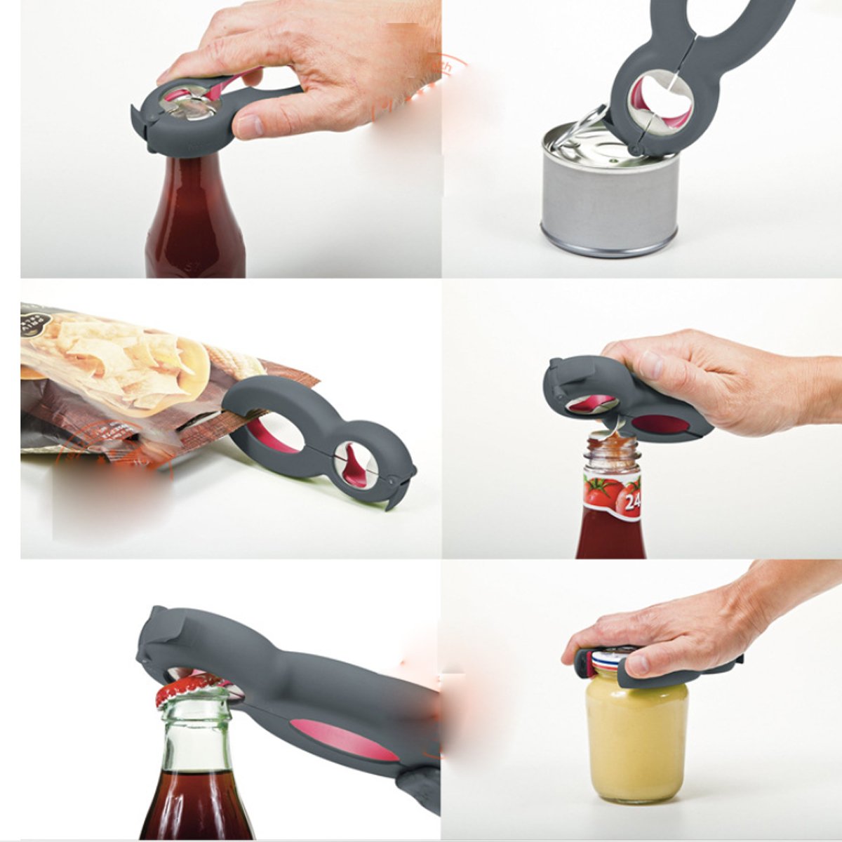 No-Slip Grip 6 in 1 Opener by Salmon Lucky Kitchen Tools & Utensils
