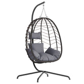 【Summergarden】Indoor and Outdoor Universal Hanging Basket Chair with Stand(82*35.5*), Hand-Woven PE Rattan Swing Chair with Fallfreshness Cushion, Adjustable Chain Length, Suitable for Bedroom, Balcony, Garden by Cosmic Inventory