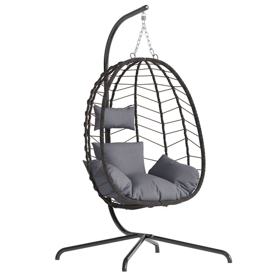 【Summergarden】Indoor and Outdoor Universal Hanging Basket Chair with Stand(82*35.5*), Hand-Woven PE Rattan Swing Chair with Fallfreshness Cushion, Adjustable Chain Length, Suitable for Bedroom, Balcony, Garden by Cosmic Inventory