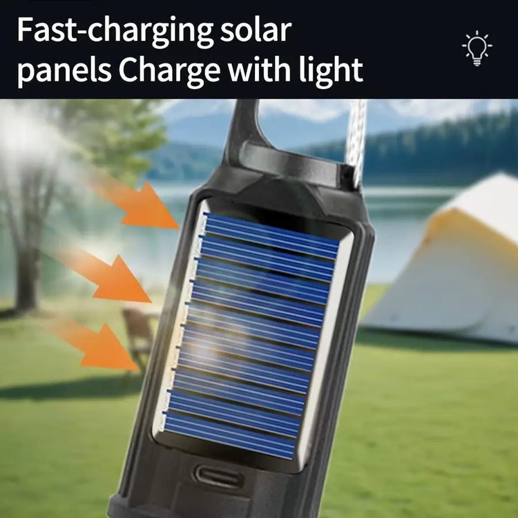 Solar LED Camping Lights with Hook – Type-C Rechargeable, IPX4 Waterproof, 3 Lighting Modes (High/Low/Strobe), 18650 Lithium Battery, Solar-Powered, Sleek Design– Portable, Durable Tent Lights for Hiking,Backpacking,Adventures,Hurricane Emergency Lighting by Cosmic Inventory