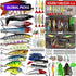 Full Range Hard Bait Lure Set, Fishing Tackle Kit, Includes Multi-Section Minnow, Swinging Fat Boy, Pencil, Wave Climber and Topwater Lures, Artificial Fishing Lures 