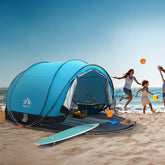 Night Cat UPF 50+ Pop-Up Beach Tent for 2-4 Persons - Easy Setup, Outdoor Camping Tent, UV Resistant Canopy, Windproof, Portable Sunshade Shelter (285X200X115Cm) with Mesh Panels, Storage Pockets - Camping Gear for Family Beach Outings, Picnics by Cosmic Inventory