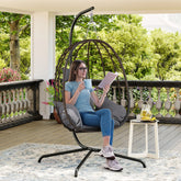 【Summergarden】Indoor and Outdoor Universal Hanging Basket Chair with Stand(82*35.5*), Hand-Woven PE Rattan Swing Chair with Fallfreshness Cushion, Adjustable Chain Length, Suitable for Bedroom, Balcony, Garden by Cosmic Inventory