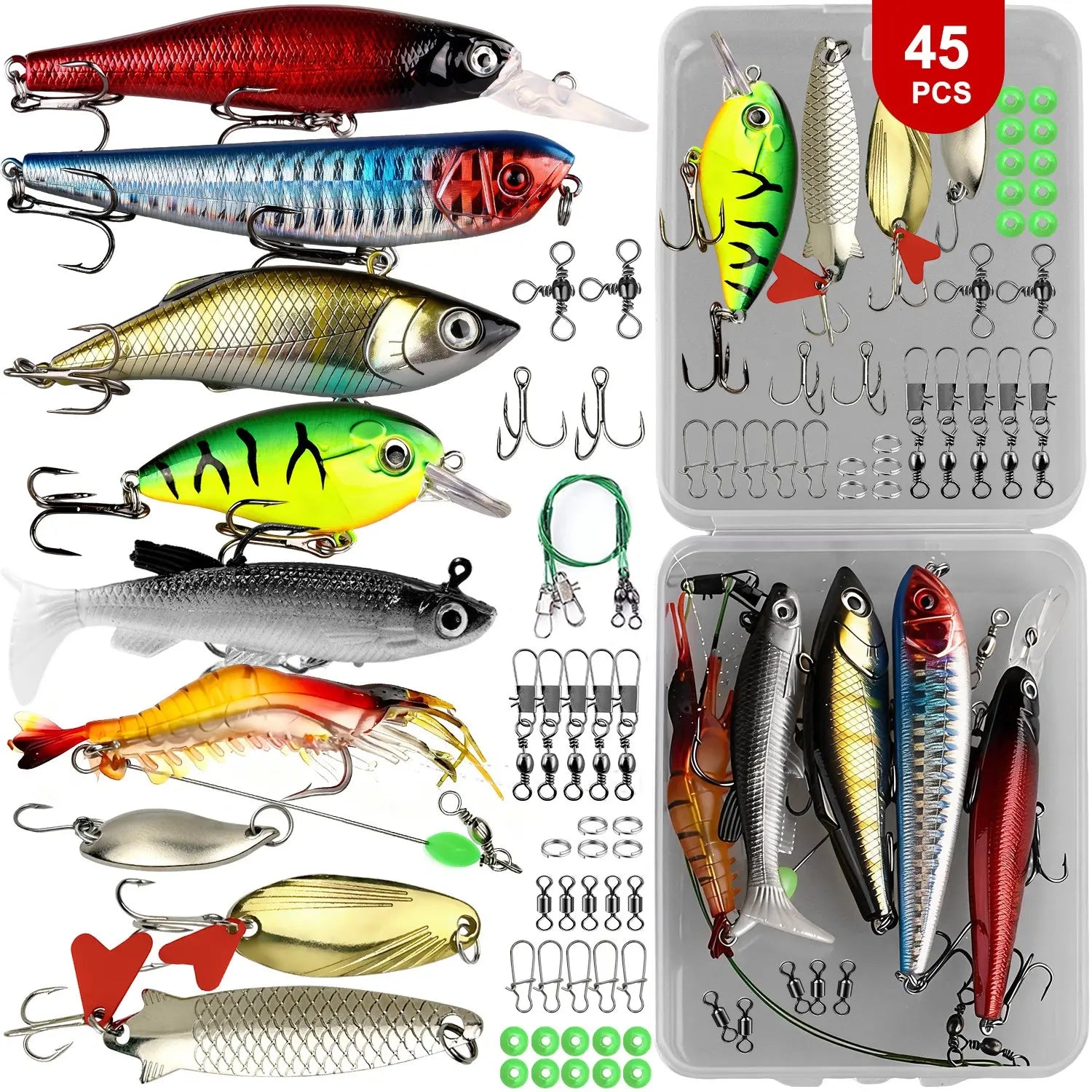 Full Range Hard Bait Lure Set, Fishing Tackle Kit, Includes Multi-Section Minnow, Swinging Fat Boy, Pencil, Wave Climber and Topwater Lures, Artificial Fishing Lures 
