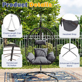 【Summergarden】Indoor and Outdoor Universal Hanging Basket Chair with Stand(82*35.5*), Hand-Woven PE Rattan Swing Chair with Fallfreshness Cushion, Adjustable Chain Length, Suitable for Bedroom, Balcony, Garden by Cosmic Inventory
