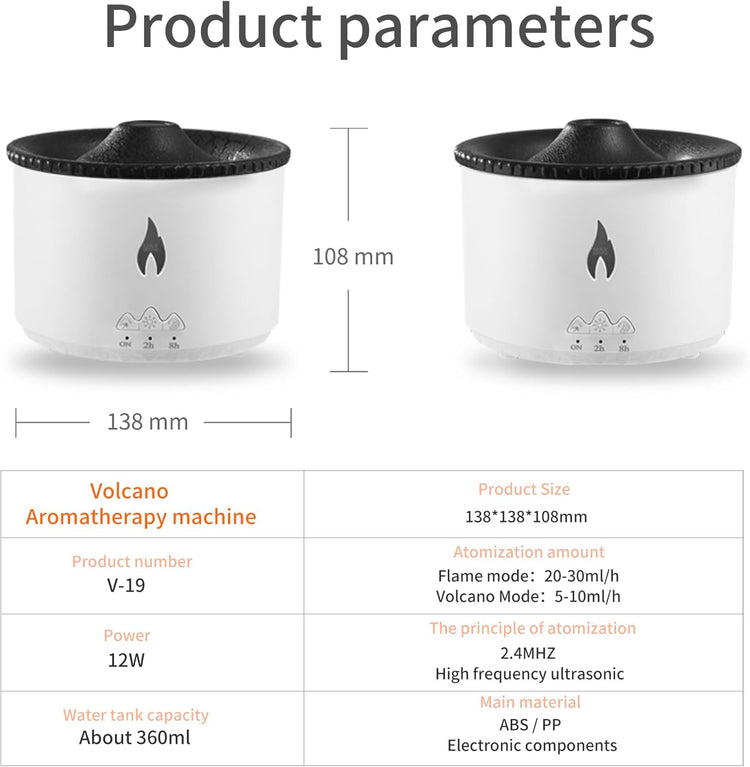 Aroma Essential Oil Diffuser 360 Ml,Volcano and Flame Diffuser/Humidifier,Give1.76 Oz Hotel Collection Essential Oils,Blue/Red Light Selection,Diffusers for Home,Large Room(Black Cracks) by Cosmic Inventory