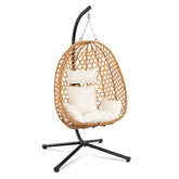 【Summergarden】Indoor and Outdoor Universal Hanging Basket Chair with Stand(82*35.5*), Hand-Woven PE Rattan Swing Chair with Fallfreshness Cushion, Adjustable Chain Length, Suitable for Bedroom, Balcony, Garden by Cosmic Inventory