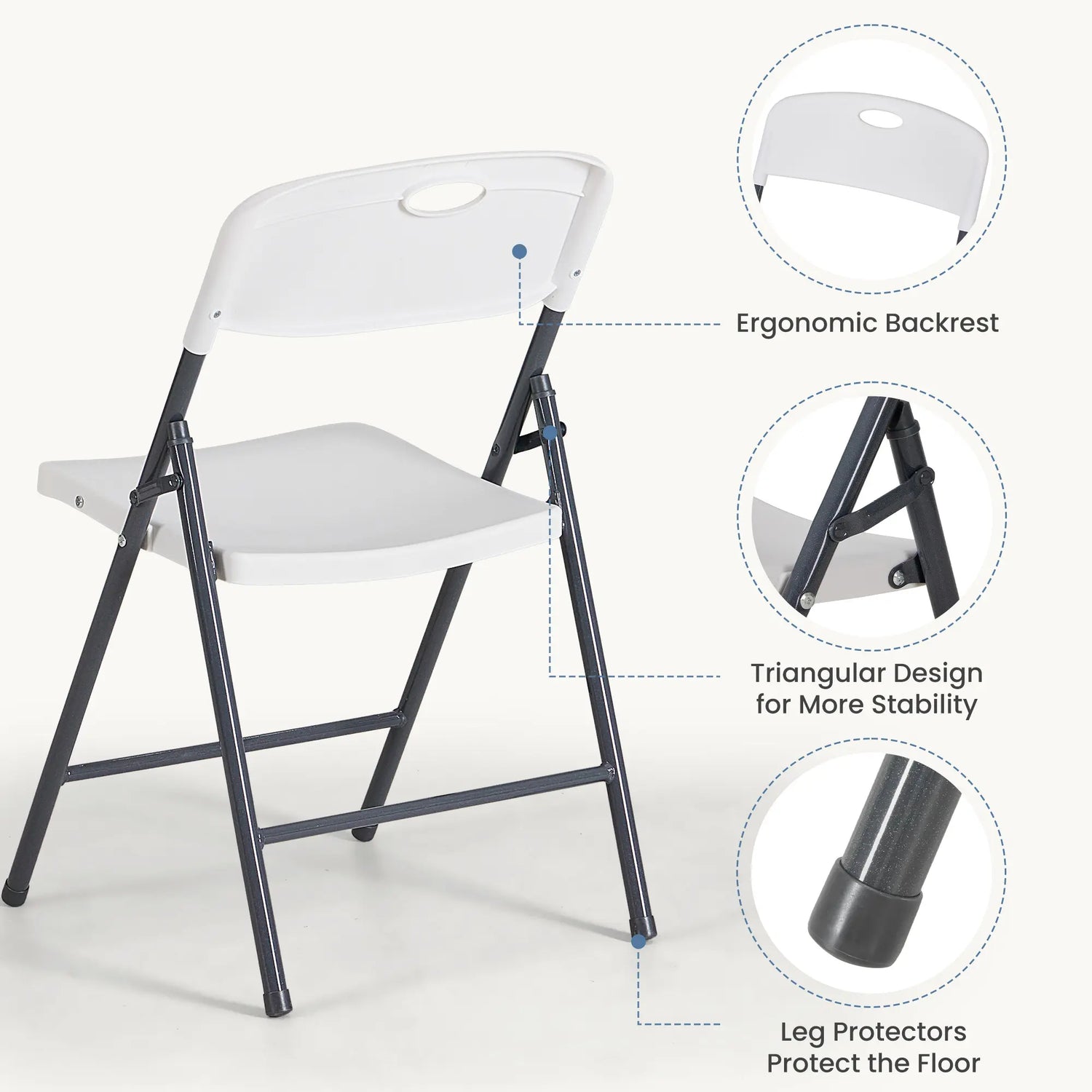 Sweetcrispy Heavy-Duty Plastic Foldable Chair - Ergonomic Back, 330 Lbs Weight Capacity, Stackable, Portable Indoor & Patio Furniture, Plastic Folding Chairs, Chairs by Cosmic Inventory