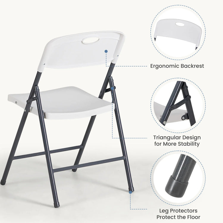 Sweetcrispy Heavy-Duty Plastic Foldable Chair - Ergonomic Back, 330 Lbs Weight Capacity, Stackable, Portable Indoor & Patio Furniture, Plastic Folding Chairs, Chairs by Cosmic Inventory