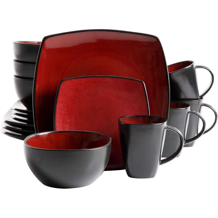Soho Lounge Square 16-Piece Dinnerware Set - Red by Cosmic Inventory