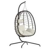 【Summergarden】Indoor and Outdoor Universal Hanging Basket Chair with Stand(82*35.5*), Hand-Woven PE Rattan Swing Chair with Fallfreshness Cushion, Adjustable Chain Length, Suitable for Bedroom, Balcony, Garden by Cosmic Inventory