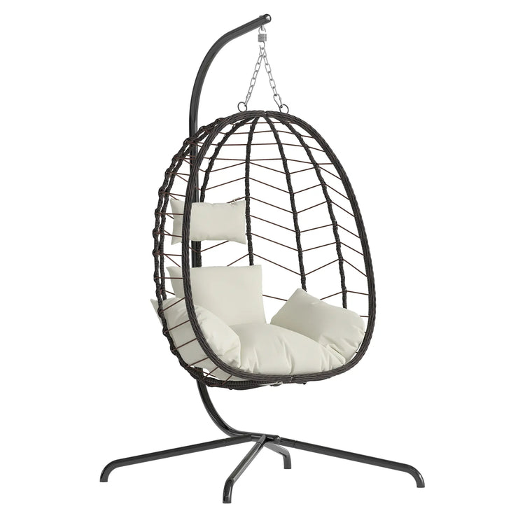 【Summergarden】Indoor and Outdoor Universal Hanging Basket Chair with Stand(82*35.5*), Hand-Woven PE Rattan Swing Chair with Fallfreshness Cushion, Adjustable Chain Length, Suitable for Bedroom, Balcony, Garden by Cosmic Inventory
