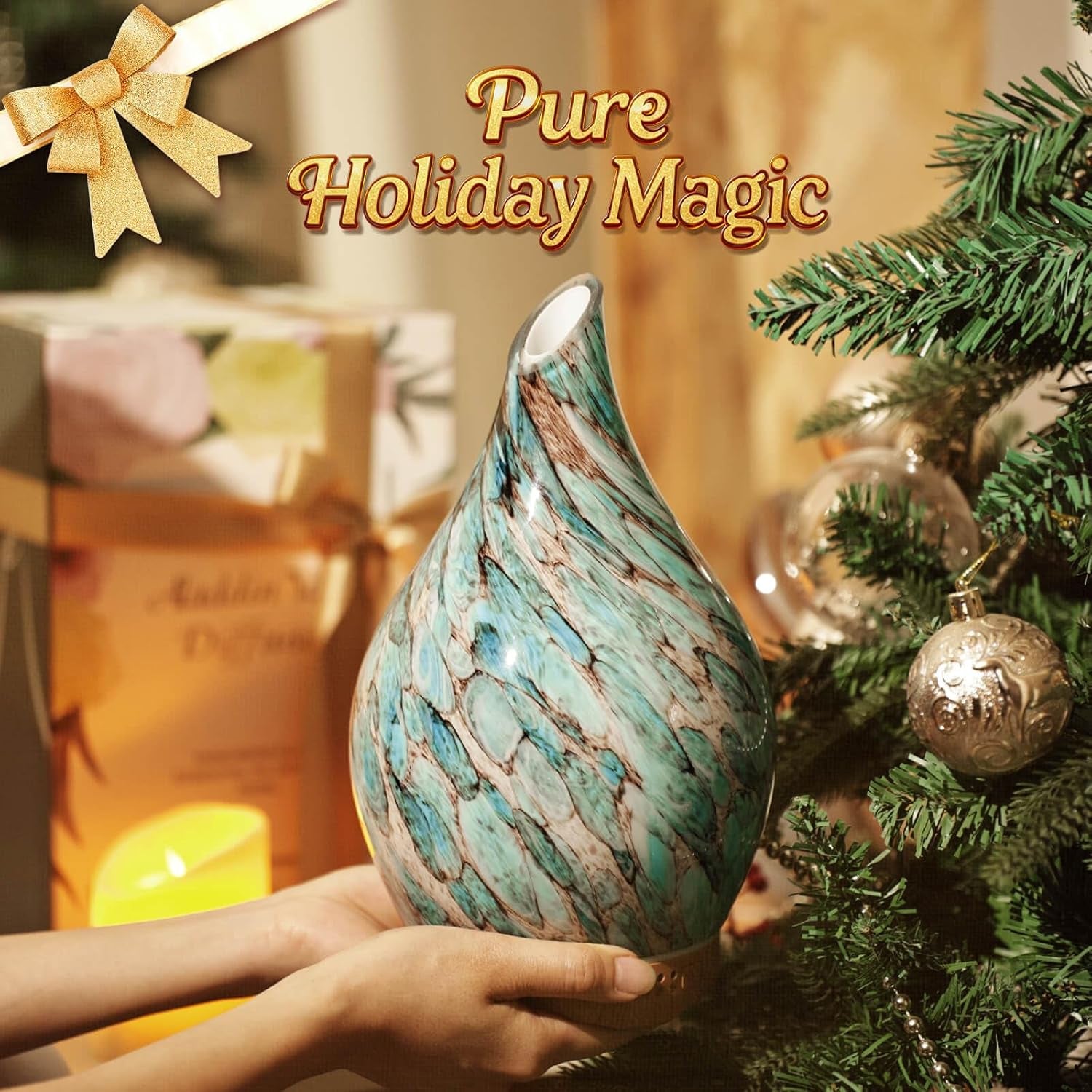 280Ml Essential Oil Diffuser Glass Color Changing Aroma Air Diffusers Aromatherapy Ultrasonic Cool Mist Humidifier with Remote Control 7 Running Hours Waterless Auto-Off (Light Blue) by Cosmic Inventory