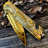 3D Scorpion Embossed Manual Outdoor Folding Knife, Suitable for Outdoor Camping and Hiking, Durable Men&
