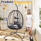 【Summergarden】Indoor and Outdoor Universal Hanging Basket Chair with Stand(82*35.5*), Hand-Woven PE Rattan Swing Chair with Fallfreshness Cushion, Adjustable Chain Length, Suitable for Bedroom, Balcony, Garden by Cosmic Inventory