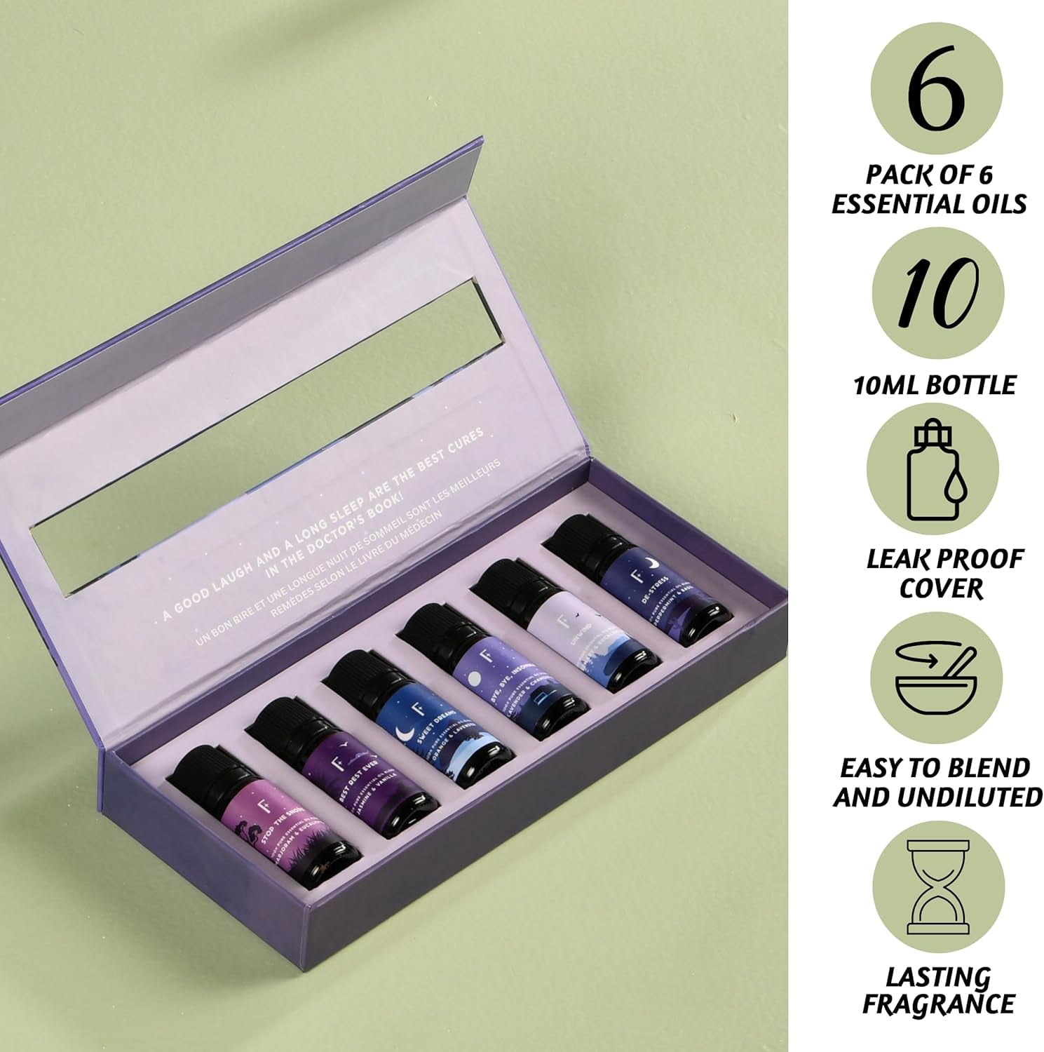 Sleep Essential Oils for Diffusers for Home - Set of 6 | Premium Relaxing Essential Oil Set for Sleep Essentials, Aromatherapy & Meditation | Lavender, Peppermint, Jasmine Eucalyptus Orange by Cosmic Inventory