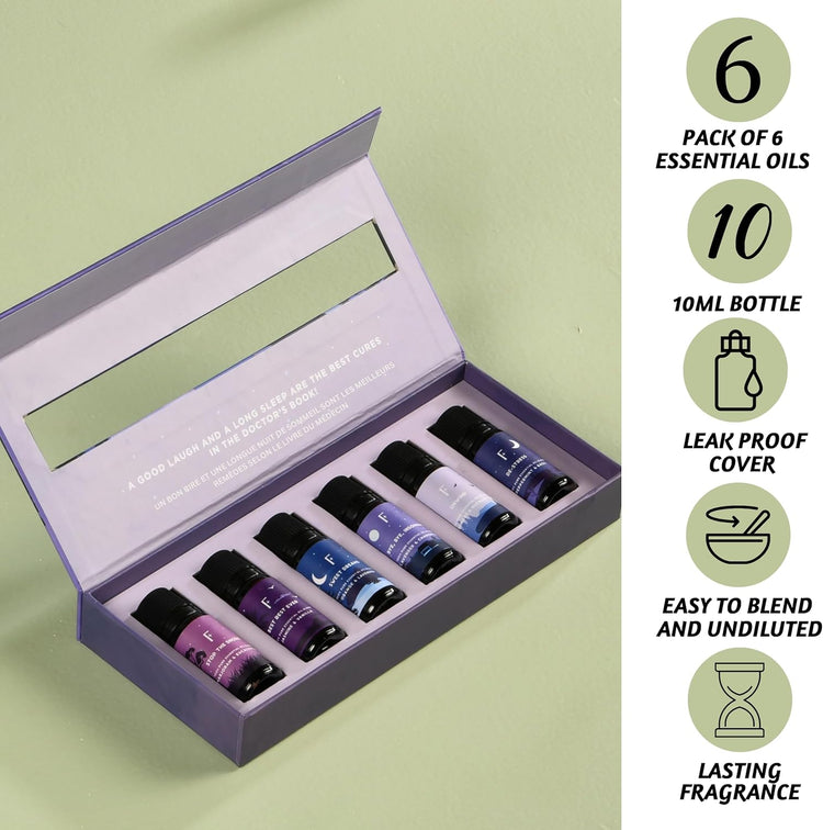 Sleep Essential Oils for Diffusers for Home - Set of 6 | Premium Relaxing Essential Oil Set for Sleep Essentials, Aromatherapy & Meditation | Lavender, Peppermint, Jasmine Eucalyptus Orange by Cosmic Inventory