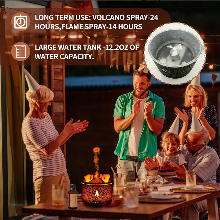 Aroma Essential Oil Diffuser 360 Ml,Volcano and Flame Diffuser/Humidifier,Give1.76 Oz Hotel Collection Essential Oils,Blue/Red Light Selection,Diffusers for Home,Large Room(Black Cracks) by Cosmic Inventory