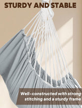 Hammock Chair Hanging Swing Max 500 Lbs 2 Cushions Included Metal Spreader Bar with Anti-Slip Grooves Portable Hanging Chair Side Pocket Large Macrame Bohemian Chair Indoor Outdoor by Cosmic Inventory