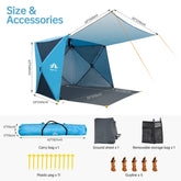 Night Cat UPF 50+ Pop-Up Beach Tent for 2-4 Persons - Easy Setup, Outdoor Camping Tent, UV Resistant Canopy, Windproof, Portable Sunshade Shelter (285X200X115Cm) with Mesh Panels, Storage Pockets - Camping Gear for Family Beach Outings, Picnics by Cosmic Inventory