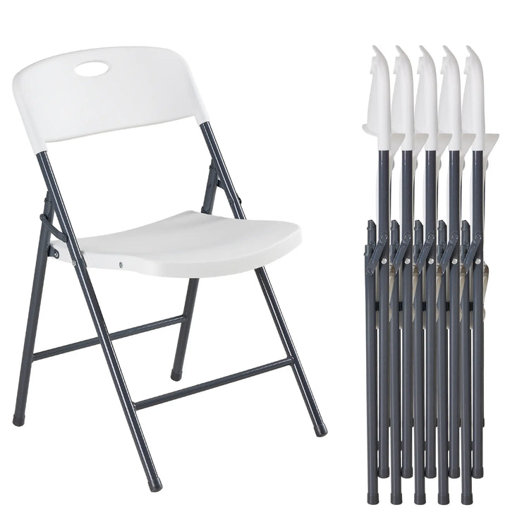 Sweetcrispy Heavy-Duty Plastic Foldable Chair - Ergonomic Back, 330 Lbs Weight Capacity, Stackable, Portable Indoor & Patio Furniture, Plastic Folding Chairs, Chairs by Cosmic Inventory