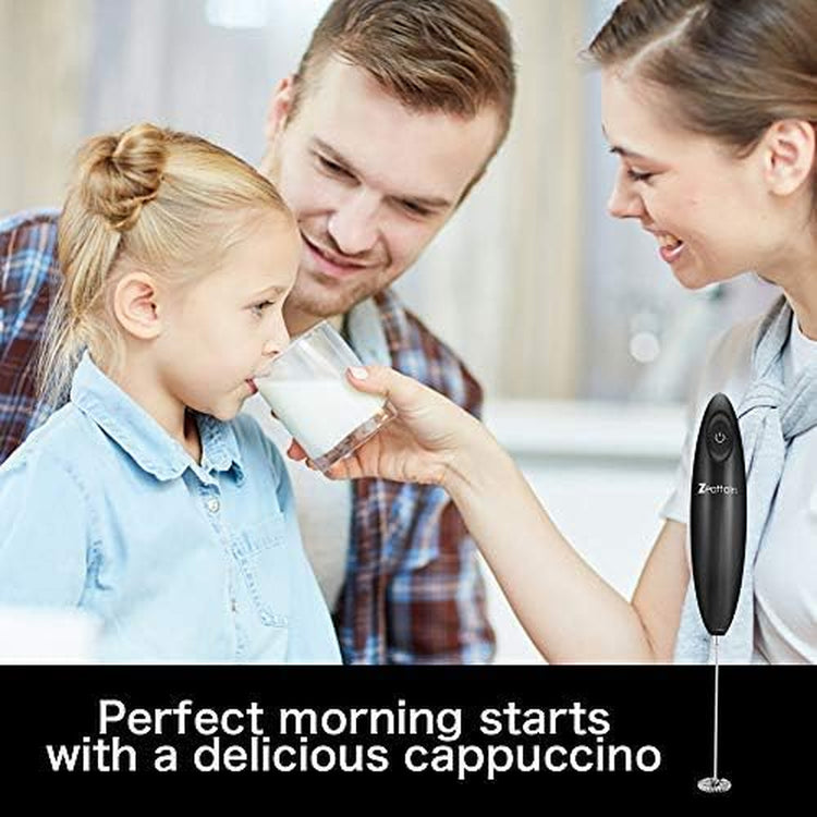 Milk Frother Handheld Mixer, Battery Operated Electric Whisk Foam Maker for Cappuccino,Latte,Coffee,Matcha & More - Black by Cosmic Inventory
